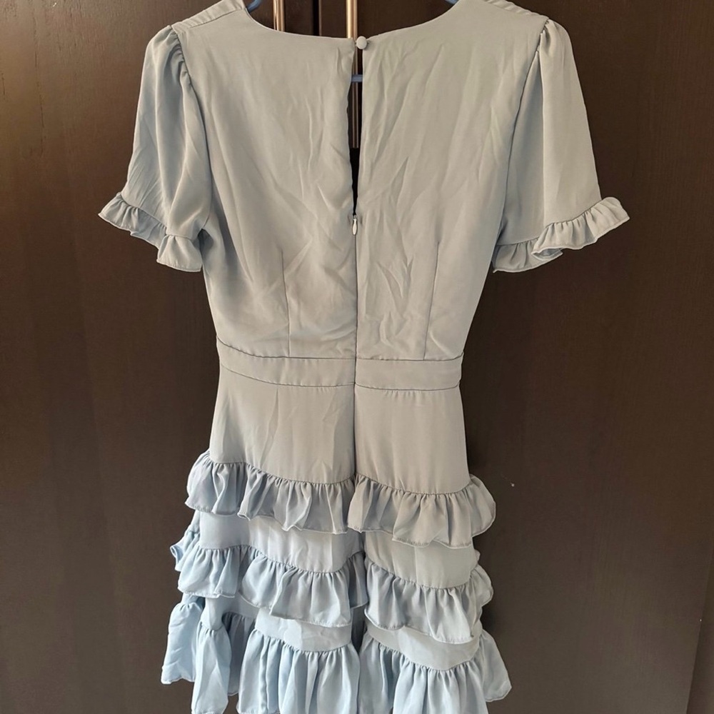 Lulu's Soft Blue Tiered Ruffle Mini Dress - Picture 3 of 3